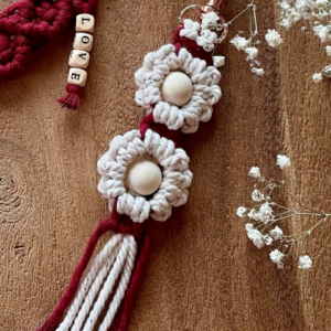 Porte-clés macramé fleurs
