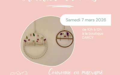 Atelier couronne en macramé – 7 mars 2026 chez DARCY