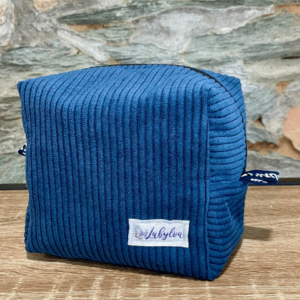 Trousse velours côtelé bleu marine
